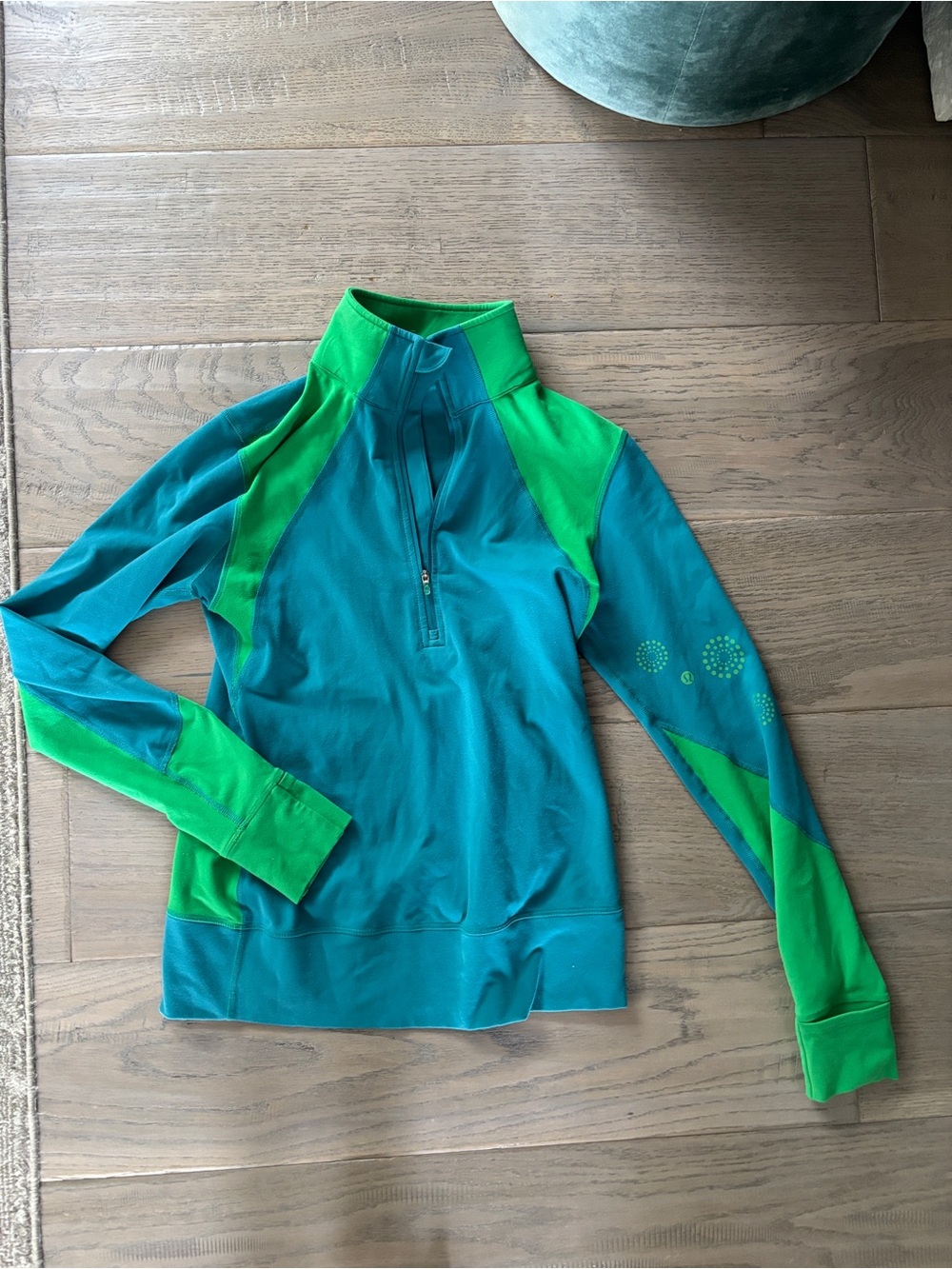 lululemon athletica Teal and Green Half-Zip Pullover
